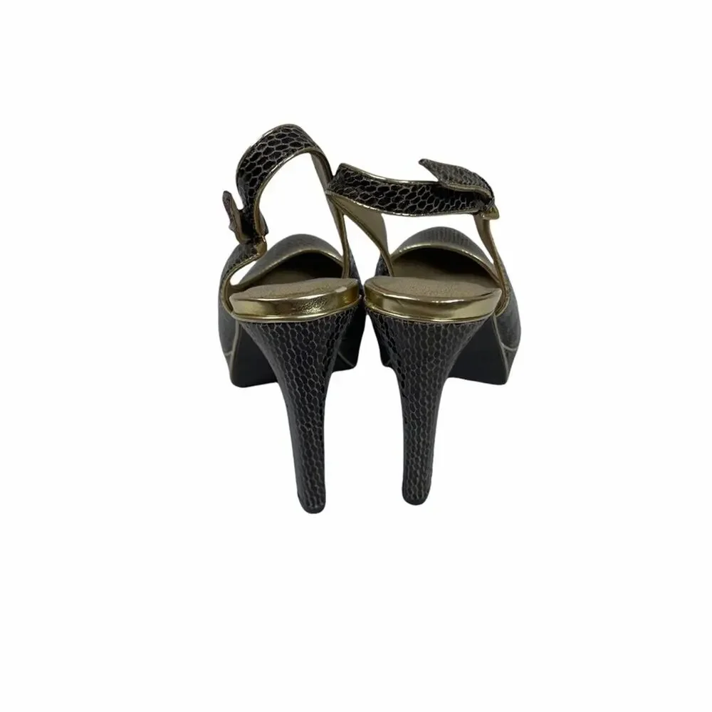 Levity Jillian Faux Snakeskin Leather Slingbacks Size 6 M